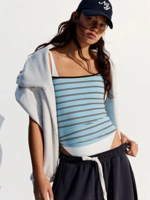 Bershka Kontrastowy Top Na Ramiączkach Kobieta Jasnoniebieski