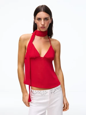 Bershka Top Na Ramiączkach Z Apaszką Kobieta Czerwony