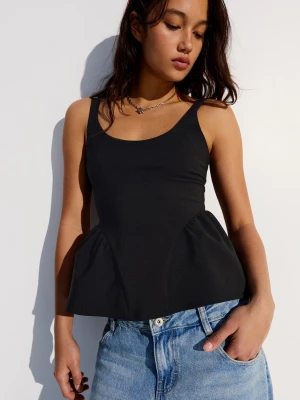 Bershka Top Na Ramiączkach Z Baskinką Kobieta Czarny
