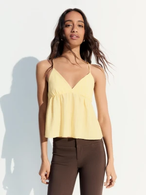 Zdjęcie produktu Bershka Top Na Ramiączkach Z Baskinką W Paski Kobieta Żółty