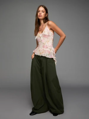 Bershka Top Na Ramiączkach Z Falbankami Kobieta Wielokolorowy