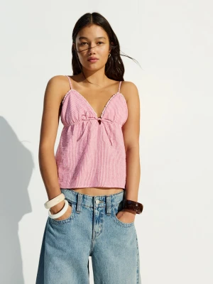 Bershka Top Na Ramiączkach Z Kokardą Kobieta Czerwony