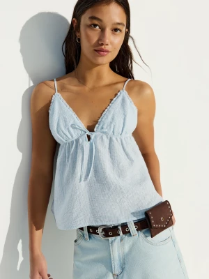 Bershka Top Na Ramiączkach Z Kokardą Kobieta Niebieski