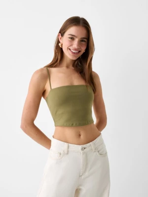 Bershka Top Na Ramiączkach Z Mieszanki Nylonu W Stylu 90'S Kobieta Khaki