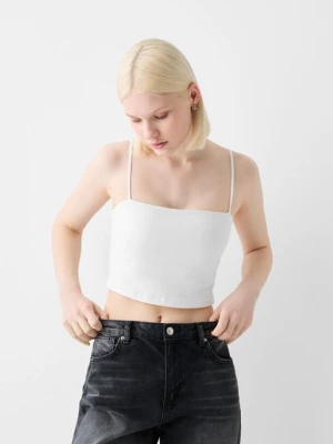 Bershka Top Na Ramiączkach Z Mieszanki Nylonu W Stylu Lat 90. Kobieta Kremowy