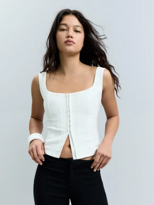 Bershka Top Typu Gorset Z Bengaliny Kobieta Biały