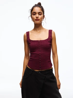 Bershka Top Typu Gorset Z Bengaliny Kobieta Rubinowy
