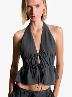 Bershka Top Typu Halter Kobieta Szary