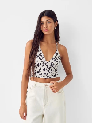 Bershka Top W Zwierzęcy Deseń Kobieta Beżowy