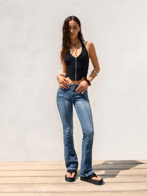 Bershka Top Z Bengalinu Na Zamek Kobieta Czarny