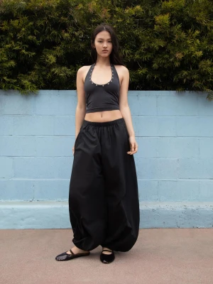 Bershka Top Z Dekoltem Halter I Oczkami Kobieta Szary