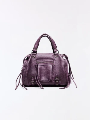 Bershka Torba Bowling Z Efektem Zużycia Z Paskami Kobieta Fioletowy