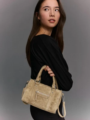 Bershka Torba Bowling Ze Sztucznego Zamszu Kobieta Wielbłądzi