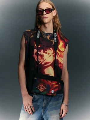 Bershka Torba Crossbody Demon Slayer Mężczyzna Czarny