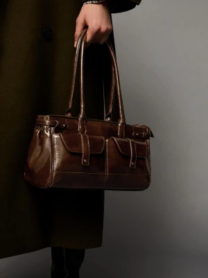 Bershka Torba Na Ramię Z Kieszeniami Kobieta Brązowy