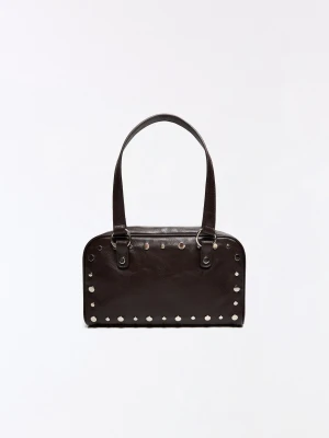 Bershka Torba Typu Bowling Z Ćwiekami Kobieta Brązowy