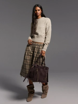 Bershka Torba Typu Bowling Z Efektem Soft Zamszu Kobieta Brązowy