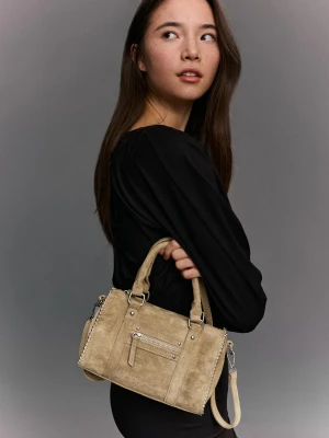 Bershka Torba Typu Bowling Z Efektem Zamszu Kobieta Wielbłądzi