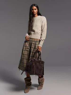 Bershka Torba Typu Bowling Z Efektem Zamszu Soft Kobieta Brązowy