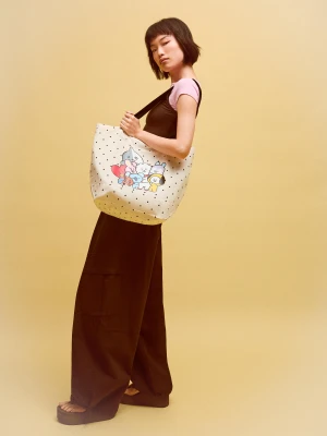 Bershka Torba Typu Shopper Bt21 Kobieta Kremowy