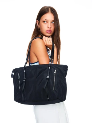 Bershka Torba Typu Shopper Ze Sztucznej Skóry Kobieta Czarny