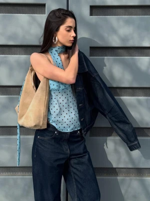 Bershka Torba Typu Worek Z Efektem Zamszu Kobieta Wielbłądzi