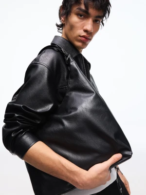 Bershka Torba Typu Worek Ze Sztucznej Skóry Mężczyzna Czarny