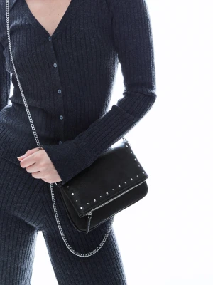 Zdjęcie produktu Bershka Torba Z Klapką, Zamkiem I Ćwiekami Kobieta Czarny