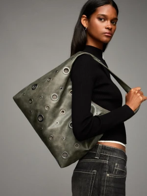 Bershka Torba Z Oczkami Kobieta Ciemnoszary