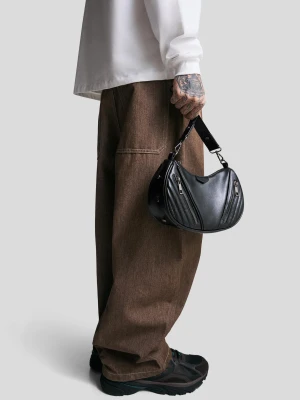 Bershka Torebka Crossbody Z Ćwiekami Mężczyzna Czarny