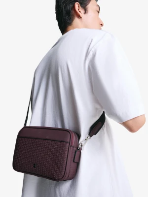 Bershka Torebka Crossbody Z Teksturą Mężczyzna Bordowy