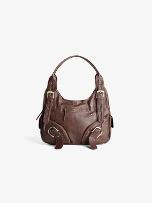 Bershka Torebka Maxi Ze Sprzączkami Kobieta Brązowy