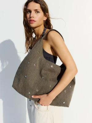 Bershka Torebka Na Ramię Z Ćwiekami Kobieta Khaki