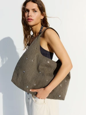 Bershka Torebka Na Ramię Z Ćwiekami Kobieta Khaki