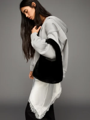 Bershka Torebka Na Ramię Z Efektem Futra Kobieta Czarny