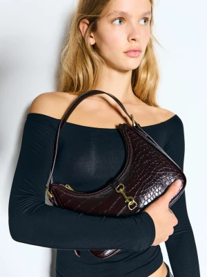 Bershka Torebka Na Ramię Z Fakturą I Zapięciem Kobieta Brązowy