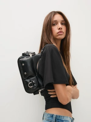 Bershka Torebka Na Ramię Z Wieloma Kieszeniami Kobieta Czarny