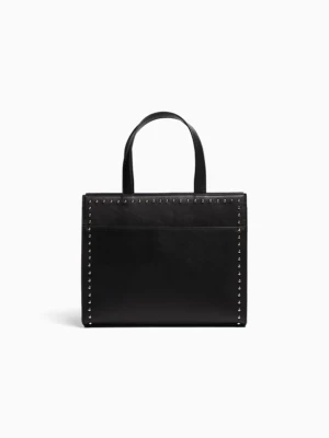 Bershka Torebka Tote Multi-Way Z Ozdobnymi Ćwiekami Kobieta Czarny