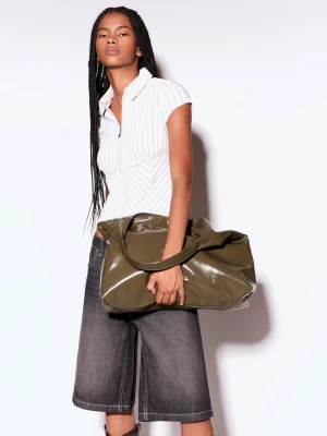 Bershka Torebka Z Efektem Lakieru Kobieta Khaki