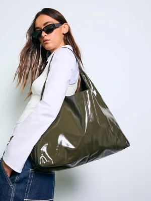 Bershka Torebka Z Efektem Lakieru Kobieta Khaki