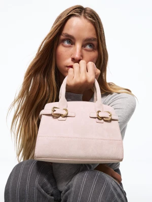 Bershka Torebka Z Klamrami Z Efektem Zamszu Kobieta Różowy
