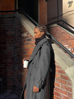 Bershka Trencz Oversize Z Wełną Kobieta Szary