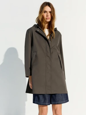 Bershka Trencz Wodoodporny I Wiatroodporny Z Kapturem Kobieta Khaki
