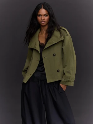 Bershka Trencz Z Kominem Kobieta Khaki