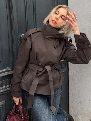 Bershka Trencz Ze Stójką Kobieta Brązowy