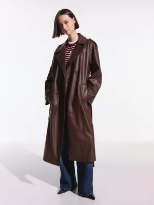 Bershka Trencz Ze Sztucznej Skóry Kobieta Rubinowy