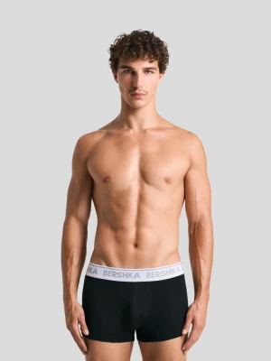 Bershka Trójpak Bokserek Z Nadrukiem W Pasie Mężczyzna Biały
