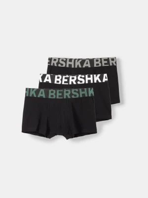 Bershka Trójpak Bokserek Z Nadrukiem W Pasie Mężczyzna Czarny