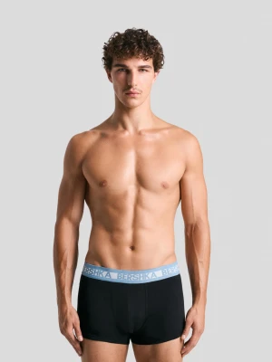 Bershka Trójpak Bokserek Z Nadrukiem W Pasie Mężczyzna Czarny