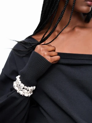 Bershka Trójpak Bransoletek Z Kamieniami Kobieta Srebrny